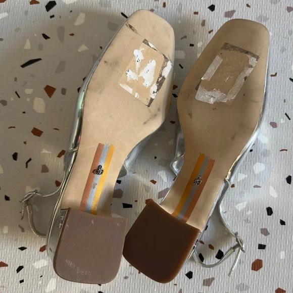 Sam Edelman Terra 50MM Patent Leather Slingback Pumps in Silver Size 8 - Picture 9 of 9